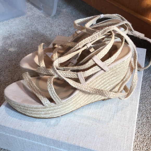 Like new Sun + Stone Trinnie strappy tall espadrille wedge sandal 8.5 - Picture 3 of 9